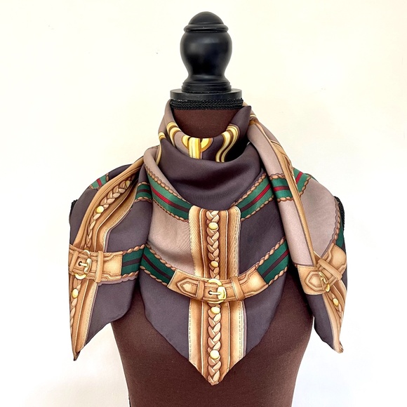 New Gucci Scarf Iconic Horsebit Logo Print Silk Wrap with Gucci Gift Box - Picture 11 of 16